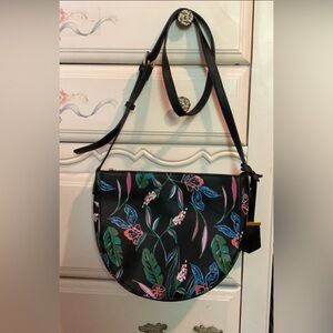 Womens floral faux leather crossbody bag